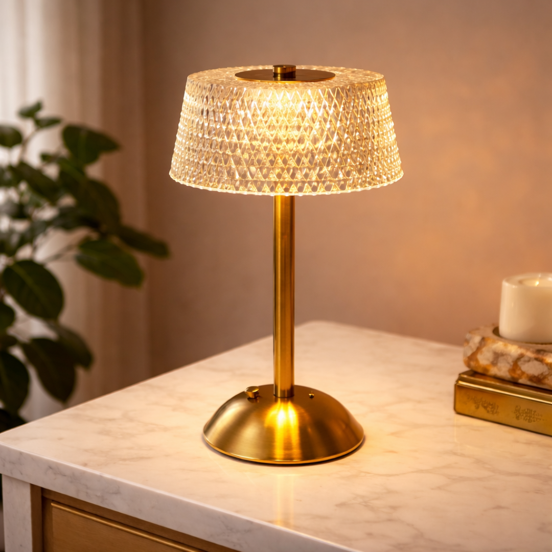 Glass and LED night light for decoration and creating cozy environments