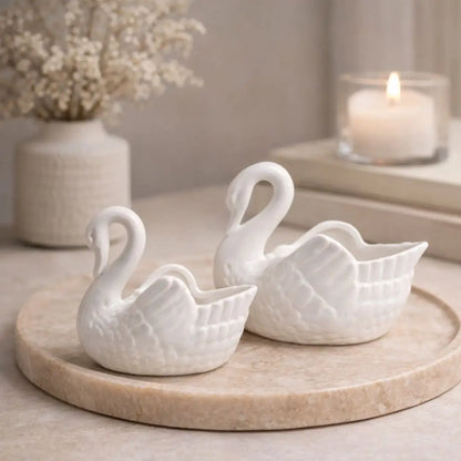 Elegant Swan Ceramic Decor Holder